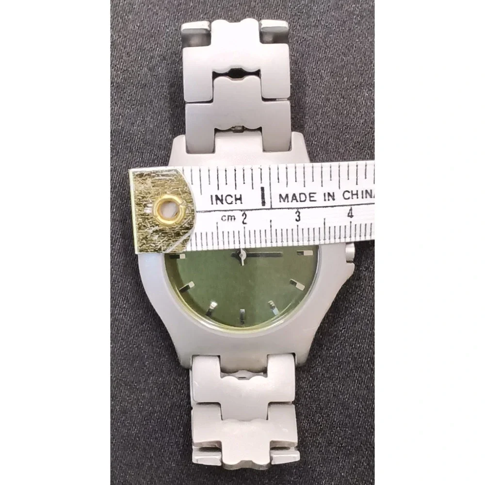 Guess Microsteel Men's Watch G75410G Green Face Steel Gray Band #W5162